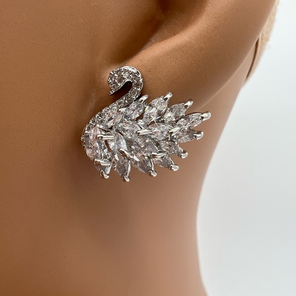 Silver Swan CZ Earrings - Picture 4 of 4